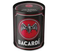 Nostalgic-Art Salvadanai retrò, 1 l, Bacardi - Logo Black - Idee regalo per gli amanti del rum, Official License Product (OLP), salvadanaio in metallo, design vintage