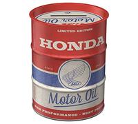 Nostalgic-Art Salvadanai retrò a forma fusto olio, Honda MC - Oil - Idea regalo per biker, Salvadanaio in metallo, Scatola dei soldi lamiera, 600 ml