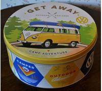 Nostalgic Art SCATOLA ROTONDA, VW BULLI - GET AWAY, nuova rara