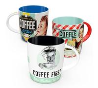 Nostalgic-Art Set di 3 tazze da caffè in stile retrò, 330 ml, 3 pezzi, idea regalo per gli appassionati di caffè, tazza in ceramica, design vintage