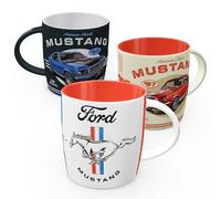 Nostalgic-Art Set di 3 tazze da caffè in stile retrò, 330 ml, Ford Mustang Set 1, idea regalo per fan di accessori Ford, prodotto con licenza originale (OLP), tazza in ceramica per caffè, design