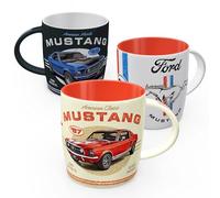 Nostalgic-Art Set di 3 tazze da caffè in stile retrò, 330 ml, Ford Mustang Set 2, idea regalo per fan di accessori Ford, prodotto con licenza originale (OLP), tazza in ceramica, design vintage