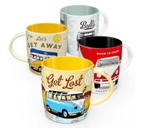 Nostalgic-Art Set di 4 tazze da caffè in stile retrò, 330 ml, VW Bulli Set 3 - Volkswagen Bus idea regalo, prodotto con licenza originale (OLP), tazza in ceramica, design vintage