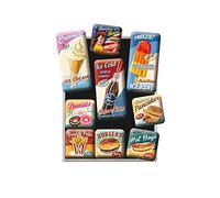 Nostalgic-Art Set di Magneti Vintage American Diner - Idea Regalo per Amanti delle cene, Decorazione del Frigorifero, Design nostalgico, 9 Pezzi, 9 unità