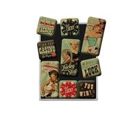 Nostalgic-Art Set di Magneti Vintage Pin Up - Get Lucky - Idea Regalo per Uomini, Decorazione del Frigorifero, Design nostalgico, 9 Pezzi, 9 unità