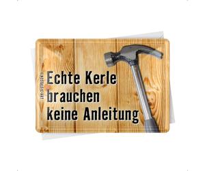 Nostalgic Art SGN10146 Cartolina Metalla Echte Kerle brauchen keine Anleitung, 10 x 14 cm, Multicolore