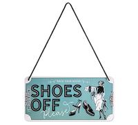 Nostalgic-Art Targa da Appendere Shoes off - Idea Regalo per i nostalgici, in Metallo, Decorazione con Design Vintage, 10 x 20 cm