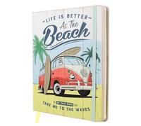 Nostalgic-Art Taccuino retrò, A5, VW Bulli - Beach - Idee regalo bus Volkswagen, Official License Product (OLP), quaderno punteggiato, design vintage