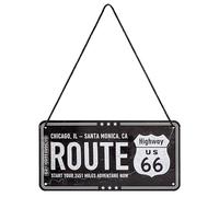 Nostalgic-Art Targa da Appendere Highway 66 - Idea Regalo per Amanti di Moto ed USA, in Metallo, Nero, 10 x 20 cm