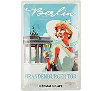 Nostalgic-Art Targa in metallo retrò, 20 x 30 cm, Berlino Brandenburger Tor - Souvenir & Idea regalo, in metallo, design vintage, Targhe in metallo