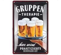 Nostalgic-Art Targa in Metallo retrò, 20 x 30 cm, Terapia di Gruppo - Birra - Idea Regalo per Gli Appassionati di Birra, in Metallo, Design Vintage con Scritta in Lingua Tedesca