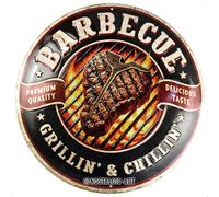 Nostalgic-Art Targa retrò, Ø 35 cm, Barbecue - Grillin' & Chillin' - Idee regalo per amanti del barbecue, in metallo, design vintage con frase