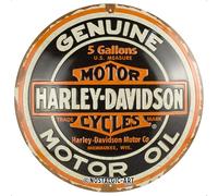 Nostalgic-Art Targa retrò, Ø 35 cm, Harley-Davidson - Genuine Motor Oil - Idee regalo per biker, Official License Product (OLP), in metallo, design vintage