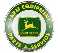 Nostalgic-Art Targa retrò, Ø 35 cm, John Deere - Parts & Service - Idee regalo per amanti dei trattori, Official License Product (OLP), in metallo, design vintage