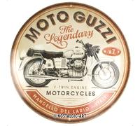 Nostalgic-Art Targa retrò, Ø 35 cm, Moto Guzzi - The Legendary V-Twin Engine - Idee regalo per motociclisti, Official License Product (OLP), in metallo, design vintage