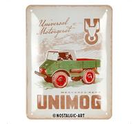 Nostalgic-Art Targa retrò, 15 x 20 cm, Daimler Truck - Unimog 1951 - Idee regalo per amanti per auto, Official License Product (OLP), in metallo, design vintage