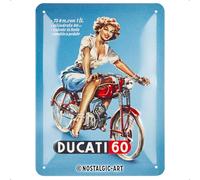 Nostalgic-Art Targa retrò, 15 x 20 cm, Ducati - Cilindrata 60 Pin Up - Idee regalo per biker, Official License Product (OLP), in metallo, design vintage