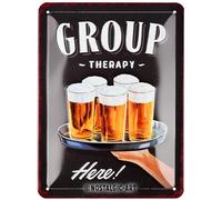 Nostalgic-Art Targa retrò, 15 x 20 cm, Group Therapy - Idee regalo per amanti della birra, in metallo, design vintage con frase