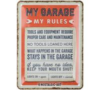 Nostalgic-Art Targa retrò, 15 x 20 cm, My Garage, My Rules - Idee regalo per artigiano, in metallo, design vintage con frase