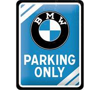 Nostalgic-Art Targa retrò, 15 x 20 cm, Official License Product (OLP), BMW - Parking Only Blue - Idee regalo per amanti BMW, in metallo, design vintage