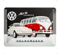 Nostalgic-Art Targa retrò, 15 x 20 cm, VW - Meet The Classics | original Volkswagen license product (OLP), in metallo, design vintage, Idea regalo per fan di VW Bus