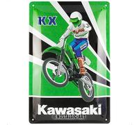Nostalgic-Art Targa retrò, 20 x 30 cm, Kawasaki - KX Motocross - Idee regalo per biker, Official License Product (OLP), in metallo, design vintage