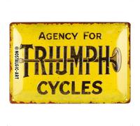 Nostalgic-Art Targa retrò, 20 x 30 cm, Triumph - Agency for Cycles - Idee regalo per motociclisti, Official License Product (OLP), in metallo, design vintage
