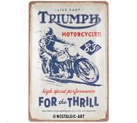 Nostalgic-Art Targa retrò, 20 x 30 cm, Triumph - For the Thrill - Idee regalo per motociclisti, Official License Product (OLP), in metallo, design vintage