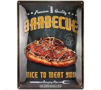 Nostalgic-Art Targa retrò, 30 x 40 cm, Barbecue Nice To Meat You | in metallo, design vintage, Idea regalo per fan di barbecue
