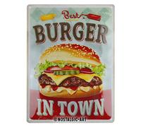 Nostalgic-Art Targa retrò, 30 x 40 cm, Best Burger in Town - Idee regalo per amanti delle cene, in metallo, design vintage