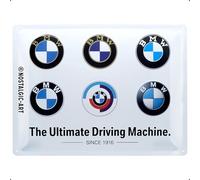 Nostalgic-Art Targa retrò, 30 x 40 cm, BMW - Logo Evolution | original BMW license product (OLP), in metallo, design vintage, Idea regalo per fan di BMW