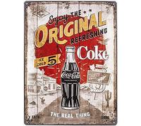 Nostalgic-Art Targa retrò, 30 x 40 cm, Cola - Original Coke | original Coca-Cola license product (OLP), in metallo, design vintage, Idea regalo per fan di Coca-Cola