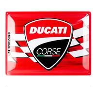 Nostalgic-Art Targa retrò, 30 x 40 cm, Ducati Corse - Logo Racing Flag - Idee regalo per biker, Official License Product (OLP), in metallo, design vintage