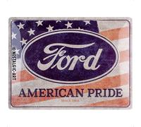 Nostalgic-Art Targhe Ford - US Flag - Idea Regalo per Accessori per Auto, in Metallo, Design Vintage, 30 x 40 cm