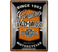 Nostalgic-Art Targa retrò, 30 x 40 cm, Harley-Davidson - Genuine Motorcycles Ribbon - Idee regalo per biker, in metallo, design vintage