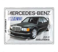 Nostalgic-Art Targa retrò, 30 x 40 cm, Mercedes-Benz - 190 E 2.5-16 Evolution II - Idee regalo per amanti Mercedes-Benz, Official License Product (OLP), in metallo, design vintage