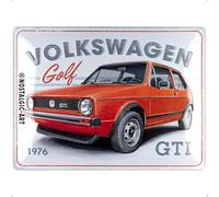 Nostalgic-Art Targa retrò, 30 x 40 cm, VW Golf - GTI 1976 - Idee regalo bus Volkswagen, Official License Product (OLP), in metallo, design vintage