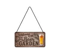 Nostalgic-Art Targa retrò da appendere, 10 x 20 cm, Beer Garden | in metallo, design vintage, Idea regalo per fan di birra