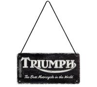 Nostalgic-Art Targa retrò da appendere, 10 x 20 cm, Triumph - Logo Black | original Triumph license product (OLP), in metallo, design vintage, Idea regalo per motociclisti