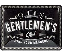 Nostalgic-Art Targa Vintage Achtung - Gentlemen's Club - Idea regalo per uomini, in metallo, Design retro per decorazione, 15 x 20 cm