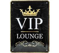Nostalgic-Art Targa Vintage Achtung - VIP Lounge - Segnale di avviso per Idea Regalo, in Metallo, Design Retro per Decorazione, 15 x 20 cm