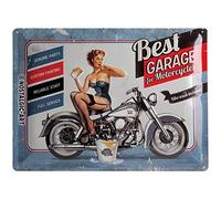 Nostalgic-Art Targa Vintage Best Garage - Blue - Idea Regalo per Amanti di Moto, in Metallo, Multicolore, 30 x 40 cm