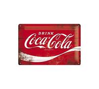 Nostalgic-Art Targa Vintage Cola - Logo Red Wave - Idea Regalo per Amanti della Coca, in Metallo, Design Retro per Decorazione, 20 x 30 cm