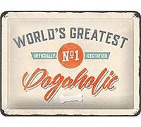 Nostalgic-Art Targa Vintage Dogaholic - Idea Regalo per Proprietari di Cani, in Metallo, Design Retro per Decorazione, 15 x 20 cm