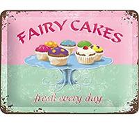 Nostalgic-Art Targa Vintage Fairy Cakes - Fresh Every Day - Idea Regalo per la Cucina, in Metallo, Design Retro per Decorazione, 30 x 40 cm