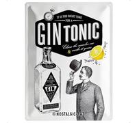 Nostalgic-Art Targa Vintage Gin Tonic - Idea Regalo per Amanti dei Cocktail, in Metallo, Design Retro per Decorazione, 30 x 40 cm