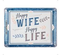 Nostalgic-Art Targa Vintage Happy Wife Happy Life - Idea regalo per i nostalgici, in metallo, Design retro per decorazione, 15 x 20 cm