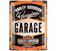 Nostalgic-Art Targa Vintage Harley-Davidson - Garage - Idea Regalo per Amanti di Moto, in Metallo, Design Retro per Decorazione, 30 x 40 cm