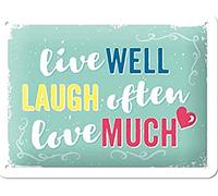 Nostalgic-Art Targa Vintage Live Laugh Love - Idea Regalo per i nostalgici, in Metallo, Design Retro per Decorazione, 15 x 20 cm