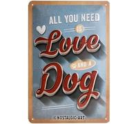 Nostalgic-Art Targa Vintage Love Dog - Idea Regalo per Proprietari di Cani, in Metallo, Design Retro per Decorazione, 20 x 30 cm